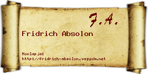 Fridrich Absolon névjegykártya